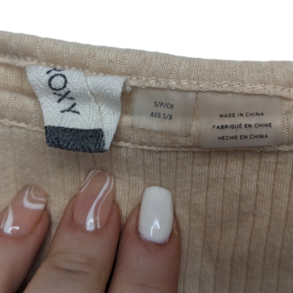Roxy Women's Beige/Cream Ribbed Cropped Tank Top Size S 🌸 - Picture 4 of 14